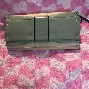 Chic Chloe  Two-Tone Clutch in Green and Cream